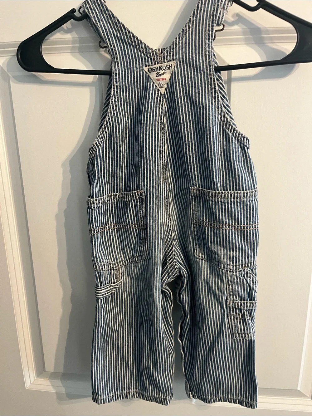 OshKosh B'gosh Blue and White Striped Cotton Overalls size 18 months